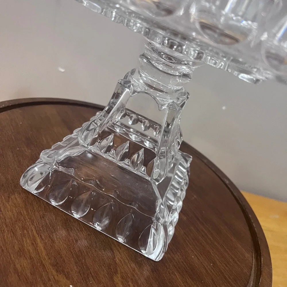 Vtg Adams & Co 1890s EAPG Crystal Wedding Box Victorian Clear Glass Lid Pedestal